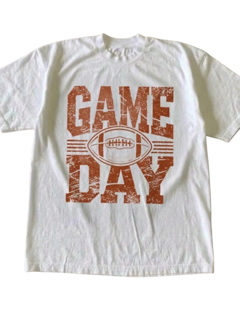 Game Day White T-Shirt with Rust Football Graphic